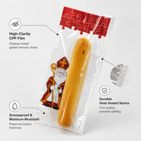 Sac d'emballage alimentaire personnalisé en plastique transparent CPP de qualité alimentaire, sac à manches longues pour baguette, pâtisserie, boulangerie, pour pain de fête