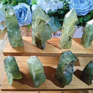 จุดพรีไฮไนต์ดิบธรรมชาติพร้อมหอคริสตัลหินบําบัดดรูซี่สําหรับตกแต่ง - Product Image 5