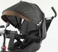 Tricycle 3-en-1 pour enfants, poussette-vélo, poignée de poussée réglable sur 2 niveaux, musique et lumière avec auvent et rotation à 360° °   Siège inclinable rotatif