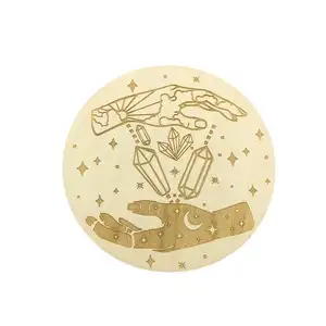 Pendolo in legno intagliato griglia di cristallo energia tavola di legno divinazione meditazione guarigione tavola Ouija con griglia di cristallo di legno di luna