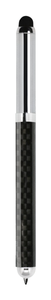 Premium Cylindrical Dual Function <b>Pen</b> with Silver Rose <b>Gold</b> Metal Upper and Woven Texture Black Barrel Stylus Writing Tip Custom - Product Image 2