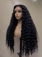 Perruques Lace Front Closure HD 13x4 à Ondulations Profondes Longues Noires Naturelles, Perruque Sans Colle, 100% Cheveux Humains Bruts Vierges Brésiliens pour Femmes