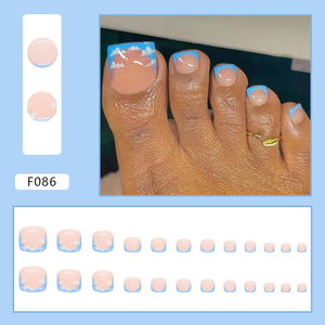 Venta al por mayor 24PCS Precio Pure Color False Toenail Wearable Press On Nails Tips Frosted Gold-edged Short SquareToenail Nails - Product Image 6