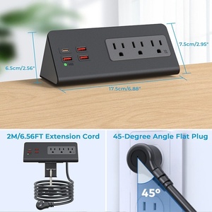 Multipresa da Tavolo Standard USA con <span class=keywords><strong>Presa</strong></span> <span class=keywords><strong>Americana</strong></span>, <span class=keywords><strong>Presa</strong></span> da Ufficio con Porta USB per Ricarica Rapida - Product Image 3