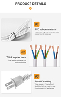American 8-Tail Herringbone Cable de alimentación Cable adaptador de 2 enchufes C7 Conector IEC para BLANCO personalizado