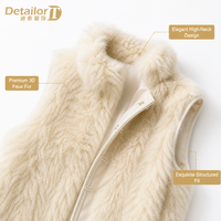 Gilet sans manches à capuche en fausse fourrure structurée 3D pour femme, style fourrure de renard, vêtement d'extérieur écologique pour l'automne