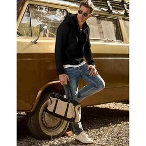 Custom Men's Casual Cotton Hoodie Drawstring Quarter Zip Pullover Sweatshirt XXS Size Anti-Wrinkle Anti-Shrink Screen Solid - Product Image 2