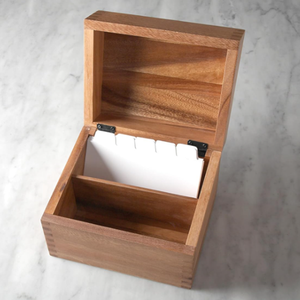 Boîte à recettes en <span class=keywords><strong>bois</strong></span> d'acacia avec séparateurs, organisateur de rangement en <span class=keywords><strong>bois</strong></span> pour cartes de recettes et onglets d'index - Product Image 5