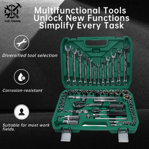 케이스에 자동차 기계 수리가 포함된 내구성 크롬 바나듐 스틸 수동 도구 키트 메트릭 래칫 소켓 렌치 61 개 - Product Image 2