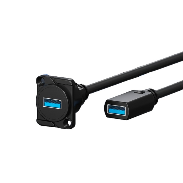 Rectangle USB3.0 Female Zinc Alloy Panel Mount Extension Cable Flange Mount USB Cabinet Chassis Flush Mount Feedthru