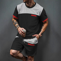 Setelan Kaos dan Celana Pendek Pria Ukuran Besar 3D Desain Khusus Musim Panas, Pakaian Olahraga Bergaya Bergaris Warna-warni 100%