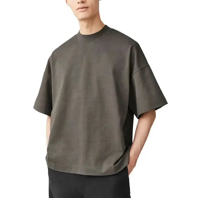 ブランクコットンTシャツ綿100% 260 GSM半袖メンズヘビー特大ブラックボックスTシャツボクシーフィットプレーンルーズTシャツ