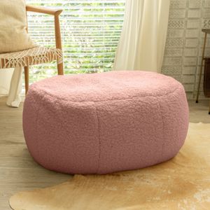 DB Jaxx Ellis Pouf Amovible Shearling Pouf en Peluche Faux-Agneau Design Intérieur Moderne Ovale Rose pour Bébé Enfants Siège de Chambre - Product Image 4