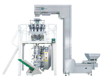 Mesin Pengemas Granul Snack VFFS Vertical Packer + Multi Head Weigher + Sistem Pemeriksaan Berat Deteksi Logam Konveyor