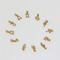 18K PVD Plaqué Or CZ Zircon Cubique Cristal Pave Zodiaque Horoscope Signe Astro Pendentif En Acier Inoxydable Charme