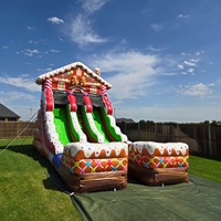 Toboggan gonflable commercial de Noël, toboggan gonflable en forme d'homme en pain d'épices pour enfants, fête de Noël et attraction de centre commercial