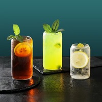 13oz 400ml Tasse à eau en verre transparent à haute teneur en borosilicate avec couvercle et paille pour boissons froides Jus d'eau Café Thé au lait