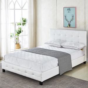 Colore bianco vendita calda in <span class=keywords><strong>legno</strong></span> morbido testiera e pedana con bottoni semplice Relax pelle regina <span class=keywords><strong>letto</strong></span> imbottito - Product Image 5