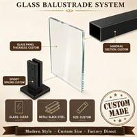 Barandilla de Vidrio Transparente con Pasamanos de Metal Negro para Escalera Moderna, Tamaño Personalizado OEM