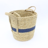 Corde d'herbe fraîche Feng Shui panier de rangement tissé bicolore de haute qualité panier à linge sale