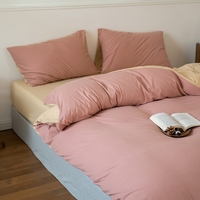 Parure de lit 4 pièces 100 % coton, couleur unie, 200 fils, toutes saisons, écologique, avec draps, taies d'oreiller et housse de couette pour la maison