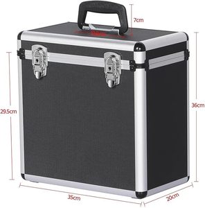 Estuche de vinilo para almacenar 50 LP para <span class=keywords><strong>DJ</strong></span> y discos, negro, Estuche de discos portátil Caja de almacenamiento de discos de vinilo - Product Image 3