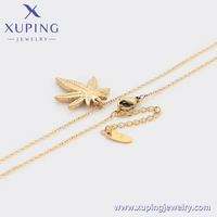 XUPING JEWELRY Collier Pendentif Feuille d'Érable Plaqué Or 14K, Bijou Simple, Délicat et Polyvalent