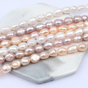 Superior perforado 16 pulgadas buen brillo barroco nugget AA 8-9mm perla real hilos - Product Image 5