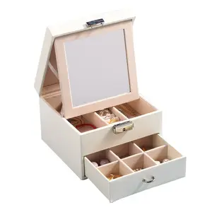 Wholesale Custom Luxury Drawer Storage Box Container Jewelry Bead Organizer Case With Mirror