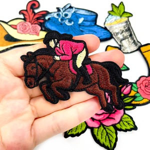 رقع تطريز لسباق الخيل كنتاكي ديربي، رقع مطرزة للخيول والورود وحدوات الخيل قابلة للكي على القبعات والملابس - Product Image 5