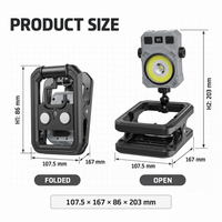 Wiederaufladbare COB-LED-Arbeitsleuchte 6000K Weiß 500lm 800lm Freihändige Clip-Rotationslampe für Autoreparatur und Werkstatt