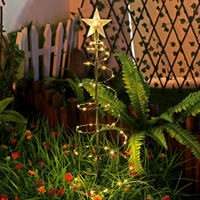 Guirlandes lumineuses solaires LED d'extérieur en spirale en fer, étoiles, pour arbre de Noël, fil de cuivre, parfaites pour la décoration de jardin, de cour et de fêtes