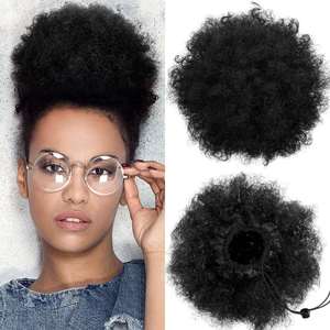 Queue de cheval bouclée <span class=keywords><strong>africaine</strong></span> à cordon, <span class=keywords><strong>chignon</strong></span> tressé, extensions de cheveux synthétiques courtes, perruque, coiffure pour femmes et filles noires - Product Image 5