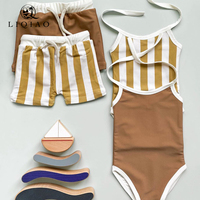 LIQIAO Badpakset voor babymeisjes, gestreept paisley print, één-delig badpak & slipjes, milieuvriendelijk spandex/nylon, OEM, lage minimale bestelhoeveelheid