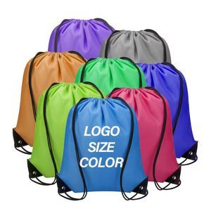Customized 100% Polyester Nylon Drawstring Back Bag Eco-Friendly Promotion Gift with Cartoon Logo - Product Image 1