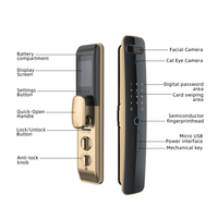 Serrure de porte intelligente UIELOCK QA80 avec empreinte digitale biométrique, reconnaissance faciale 3D, mot de passe, carte, application, caméra, pour porte en bois, écran 3,5 pouces, Wi-Fi