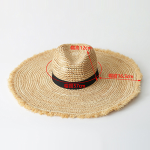 Shinehats <span class=keywords><strong>Sombrero</strong></span> de Paja de Panamá de Rafia de Ganchillo de Ala Ancha 14cm Personalizado Fabricante <span class=keywords><strong>Sombrero</strong></span> de Playa de Verano para <span class=keywords><strong>Mujer</strong></span> con Cinturón de Banda Negra - Product Image 3