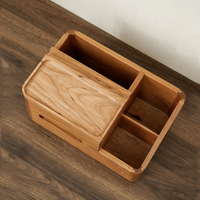 Boîte de rangement multifonctionnelle en bois de cerisier faite à la main pour salon, cuisine, bureau, organisateur de télécommandes, vente en gros