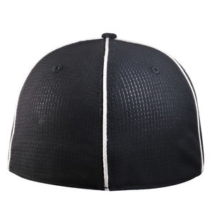 Gorra de béisbol ajustada para árbitro, Logo personalizado de alto perfil, color negro liso - Product Image 4