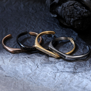 Fashion Festival Gift Stainless Steel Unisex Elegant Dainty Light Luxury Open <strong>Bracelet</strong> Jewelry Wholesale C-<strong>Type</strong> Zircon <strong>Bangle</strong> - Product Image 1