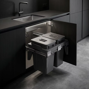 Under Cabinet Pull Out Trash Can <strong>Dual</strong> <strong>Bin</strong> <strong>Kitchen</strong> Waste Sorting System with Heavy Duty Slides Hidden Recycling Garbage <strong>Bin</strong> - Product Image 4
