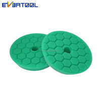 EVERTOOL Tampon de polissage en mousse à grille ronde verte de 6 pouces avec fixation auto-agrippante pour polisseuse rotative de voiture, éponge de detailing automobile