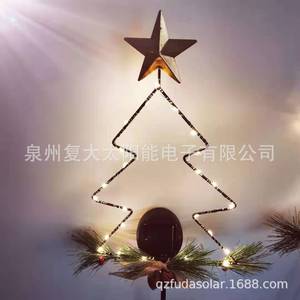 Christmas <b>Tree</b> Solar LED <b>Light</b> Iron Decor With Star Top Outdoor Garden Use - Product Image 4
