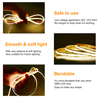 ESann Cob Led Strip Dimmable Terang WIFI 24Volt 5m Fleksibel 4000K Putih Dingin untuk Lampu Latar TV Smart 24v Cob Led Strip Light