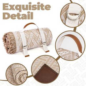 Couverture de pique-nique bohème imperméable, <span class=keywords><strong>tapis</strong></span> d'extérieur tissé, serviette de plage géante pour festivals de musique, voyages, camping, <span class=keywords><strong>yoga</strong></span> - Product Image 2