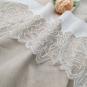 <b>White</b> Cotton fabric+ Polyester Water-soluble <b>Lace</b> Trim with Embroidery for Garment Accessories Home Decor & Gift - Product Image 1