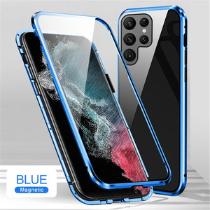 Coque de téléphone à absorption magnétique complète 360 pour Samsung Galaxy S21 S22 <span class=keywords><strong>S20</strong></span> S10 A12 A32 verre transparent Double face étui à aimant intégré - Product Image 1