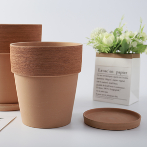 Pot en céramique rouge moderne fait à la main pour plante d'intérieur plateau respirant avec terre cuite <span class=keywords><strong>de</strong></span> style pastoral pour fleurs - Product Image 5