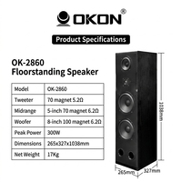 Amplificateur karaoké Bluetooth OK-2650, ensemble d'enceintes colonne 3 voies double 8 pouces OK-2860 avec télécommande