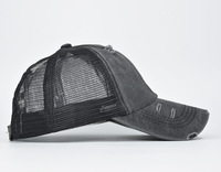 Casquette d'été ajustable pour femme, style queue de cheval croisée, en maille délavée et usée, tressée, à 6 panneaux, extensible